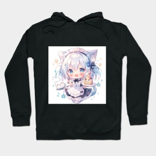 Chibi cute cat girl maid Hoodie